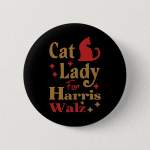 Badge Rond 5 Cm Dame de chat sans enfant pour Kamala Harris Tim Wh