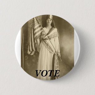 Badge Rond 5 Cm dame de liberity de suffrage, BOUTON de VOTE