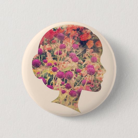 Badge Rond 5 Cm Dame des fleurs (Devant)