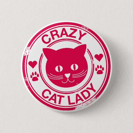Badge Rond 5 Cm Dame du Crazy Cat (Devant)