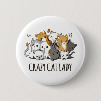 Badge Rond 5 Cm Dame du Crazy Cat