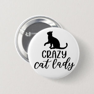 Badge Rond 5 Cm Dame du Crazy Cat