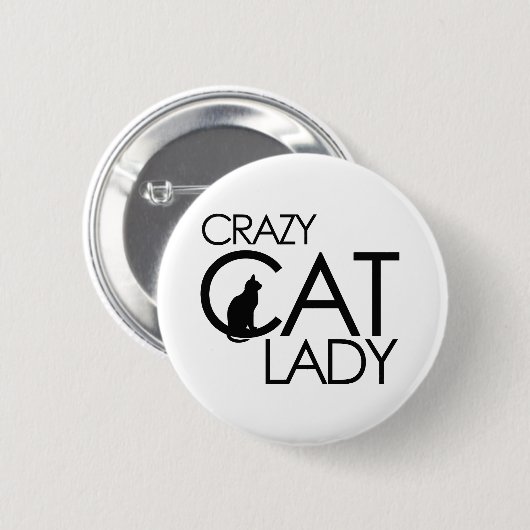 Badge Rond 5 Cm Dame du Crazy Cat (Devant & derrière)