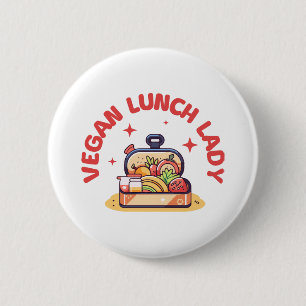 BADGE ROND 5 CM DAME DU DÉJEUNER VÉGAN