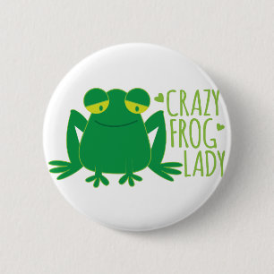 Badge Rond 5 Cm dame folle de grenouille
