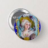 BADGE ROND 5 CM DAME ROCOCO AUX ROSES ROSES ROSES (Devant & derrière)