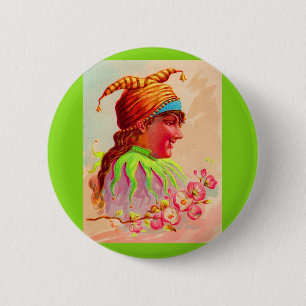 Badge Rond 5 Cm Dame victorienne jester