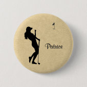Badge Rond 5 Cm Dames Golf Cuir aspect avec nom (Devant)