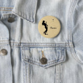 Badge Rond 5 Cm Dames Golf Cuir aspect avec nom (En situation)