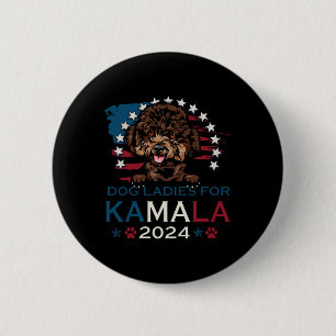 Badge Rond 5 Cm Dames Pour Kamala Harris 2024 Poodle Dog America