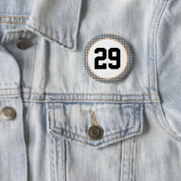 Badge Rond 5 Cm damier blanc noir couleurs sportives nombre