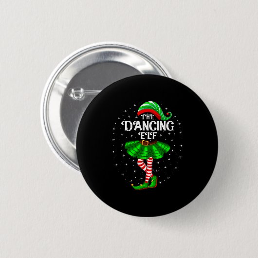 Badge Rond 5 Cm Dancing Elf Christmas Family Matching Women Girls (Devant & derrière)