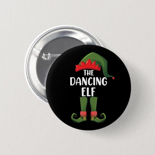Badge Rond 5 Cm Dancing Elf Famille de jumelage Groupe Noël (Devant & derrière)