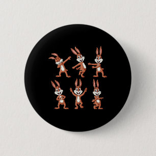 Badge Rond 5 Cm Dancing Rabbits Journée de Pâques Défi Danse Garço
