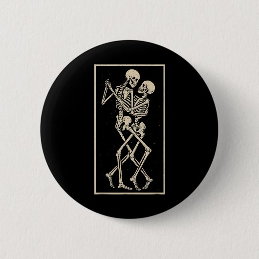 Badge Rond 5 Cm Dancing Skeleton Couple - Romantic Gothic Hallowee (Devant)