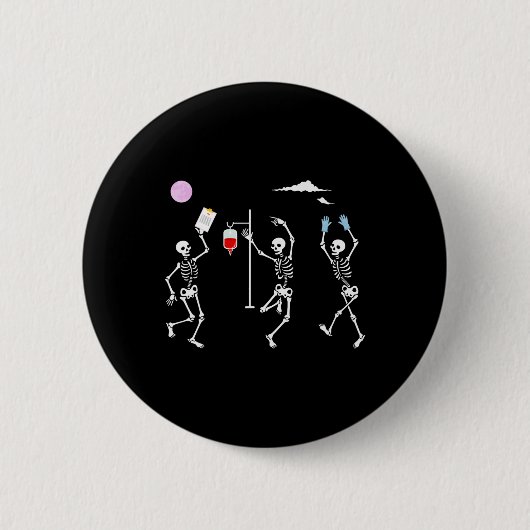 Badge Rond 5 Cm Dancing Skeleton Funny Nurse Skeleton Halloween He (Devant)
