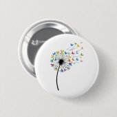 Badge Rond 5 Cm Dandelion butterfly flow (Devant & derrière)