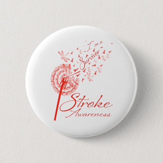 Badge Rond 5 Cm Dandelion I'm A Survivor Stroke Awareness Flower (Devant)