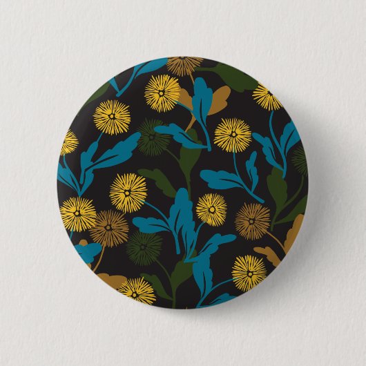 Badge Rond 5 Cm Dandelion motif floral noir ver (Devant)