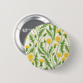 Badge Rond 5 Cm Dandelions, vert, jaune et blanc (Devant & derrière)