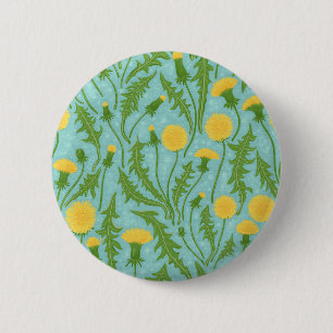 Badge Rond 5 Cm Dandelions, vert, jaune et bleu
