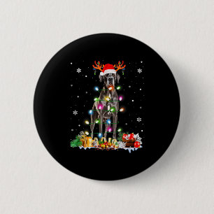Badge Rond 5 Cm Dane Noël Chapeau de Père Noël Lumières Féeriques
