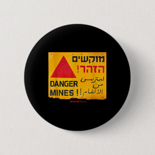 Badge Rond 5 Cm Danger Landmines Se Connecte En Anglais, Hébreu &a