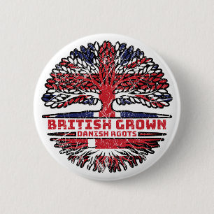 Badge Rond 5 Cm Danish Denmark Uk United Kingdom British Tree