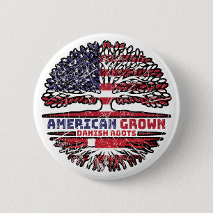 Badge Rond 5 Cm Danish Denmark US American États-Unis Tree