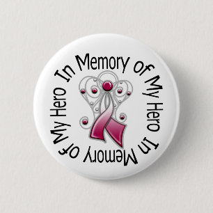 Badge Rond 5 Cm Dans la mémoire de mes ailes d'ange de Cancer de