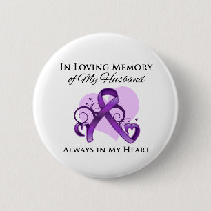 Badge Rond 5 Cm Dans la mémoire de mon mari - Cancer pancréatiqu