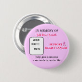 Badge Rond 5 Cm DANS la MÉMOIRE du bouton de cancer du sein (Devant & derrière)
