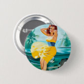 Badge Rond 5 Cm Dans le Pin jaune de robe (Devant & derrière)