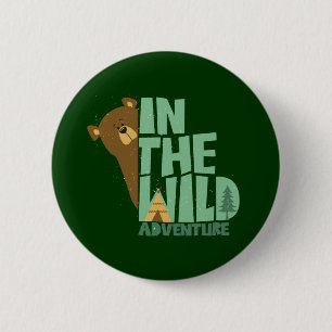 Badge Rond 5 Cm Dans L'Ours D'Aventure Sauvage