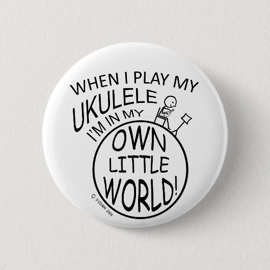 Badge Rond 5 Cm Dans Mon Petit Monde, Ukulele (Devant)