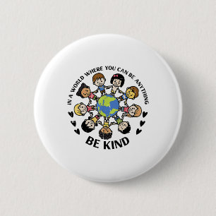Badge Rond 5 Cm Dans Un Monde Être Des Enfants La Terre Anti L'Uni