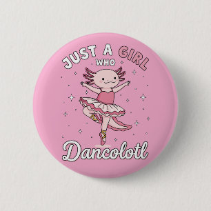 Badge Rond 5 Cm Danse Axolotl rose dans Ballet Tutu