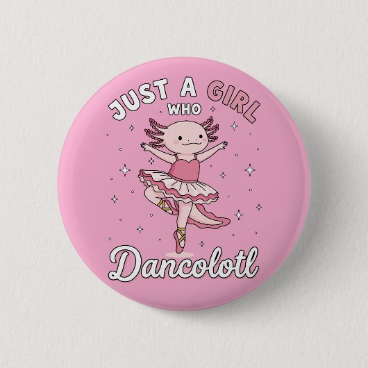 Badge Rond 5 Cm Danse Axolotl rose dans Ballet Tutu (Devant)