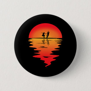 Badge Rond 5 Cm Danse carré Coucher de soleil Carré Danseuse Vinta