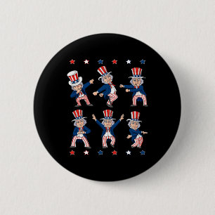 Badge Rond 5 Cm Danse Oncle Sam 4 juillet Garçons Enfants Patrioti