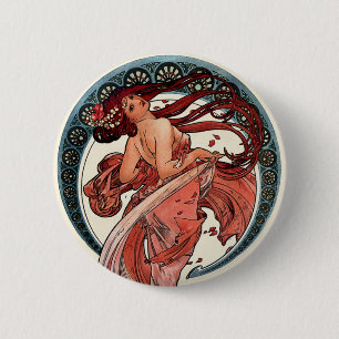 Badge Rond 5 Cm Danse par Alfons Mucha 1898