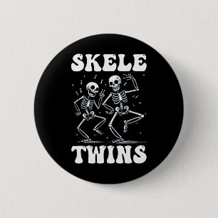 Badge Rond 5 Cm Danser Drôle Skeletons Twins Halloween Noël