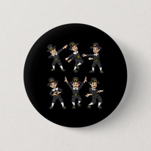 Badge Rond 5 Cm Danser Pèlerin Thanksgiving Day Boys Girls Kid