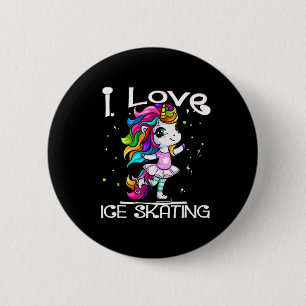 Badge Rond 5 Cm Danser sur glace mignonne J'aime Patinage sur glac