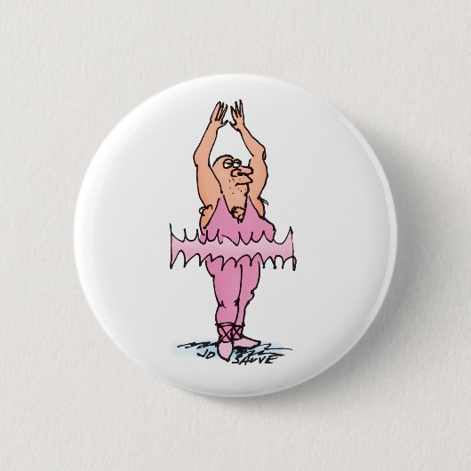 Badge Rond 5 Cm Danseur de ballet gras en PInk Tutu (Devant)
