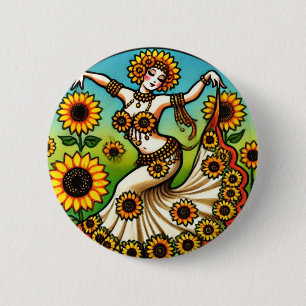 Badge Rond 5 Cm Danseur du ventre de tournesol