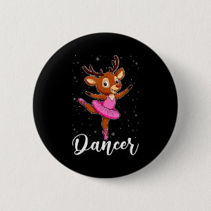 Badge Rond 5 Cm Danseuse de ballet Renne Ballerines Noël Pjs Femme