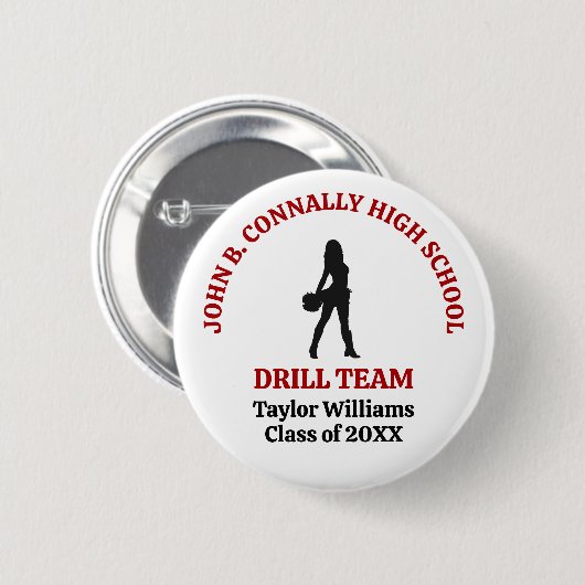 Badge Rond 5 Cm Danseuse de l'équipe de drill de l'école secondair (Devant & derrière)