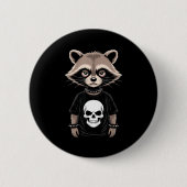 Badge Rond 5 Cm Dark Emo Raccoon With Skull Punk Style Alternative (Devant)