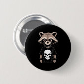 Badge Rond 5 Cm Dark Emo Raccoon With Skull Punk Style Alternative (Devant & derrière)